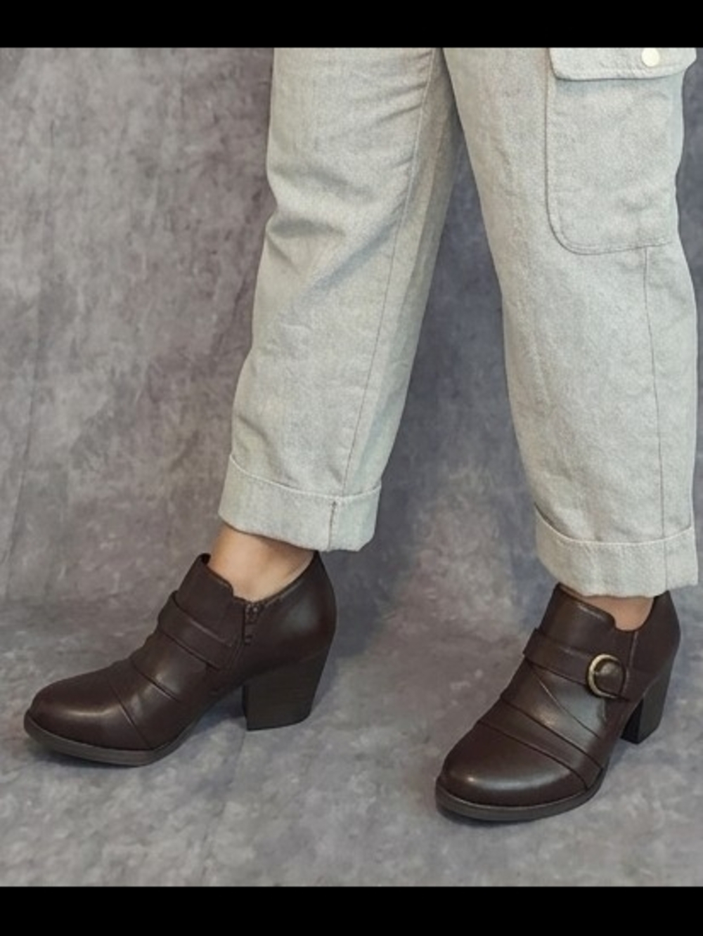 Cloudwalkers Avenue Regina Dark Brown Ankle Booties Faux Leather Size 9W VGC
